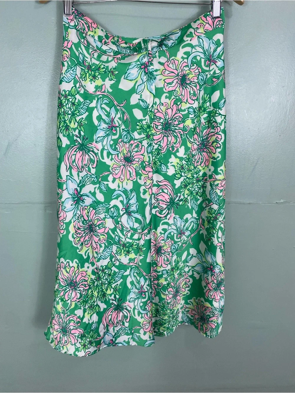 Lily Pulitzer Rennox Midi Skirt Green Floral Pink Size 6